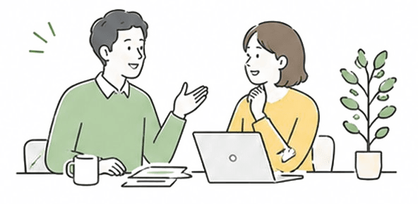 打ち合わせをする2人のイラスト