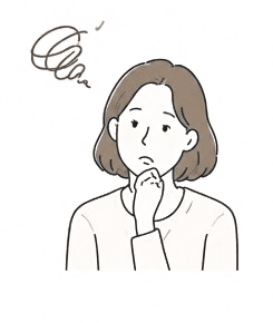 悩んでいる女性のイラスト